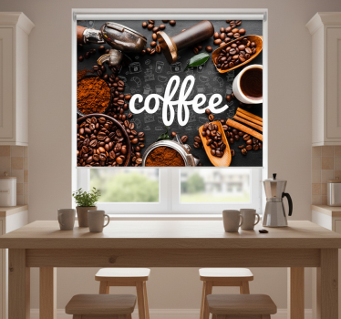 Kitchen roller blind coffee ingredients and utensils - TenStickers