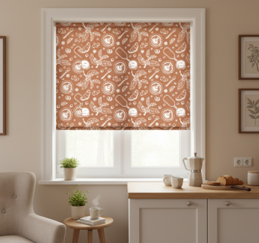 Kitchen roller blind coffee seamless design - TenStickers