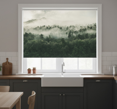 Kitchen roller blind forest in the fog - TenStickers