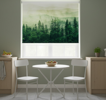 Kitchen roller blind green forest hill treetops - TenStickers