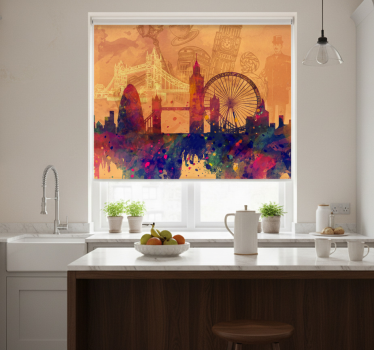 Kitchen roller blind historic skyline silhouette - TenStickers