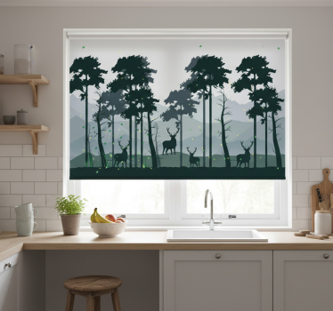 Kitchen roller blind silhouette forest scandi - TenStickers
