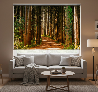 Living room roller blind 3d forest path design - TenStickers