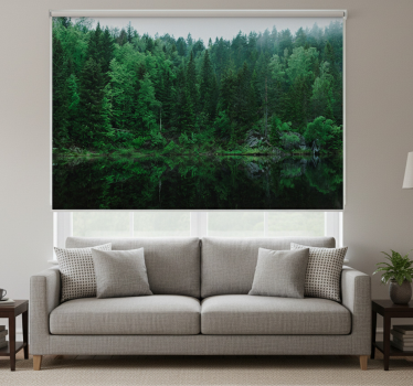 Living room roller blind a forest by the lake - TenStickers
