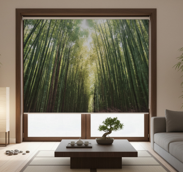 Living room roller blind bamboo forest serenity - TenStickers