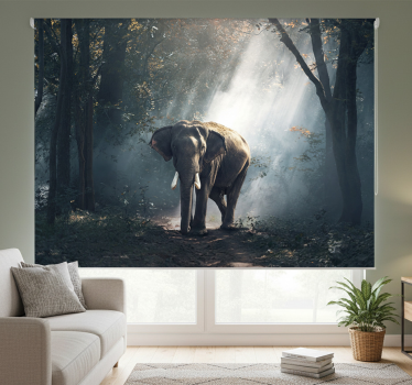 Living room roller blind elephant in the forest - TenStickers