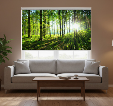 Living room roller blind forest landscape mural - TenStickers