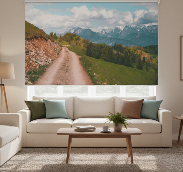 Living room roller blind inspired by a forest walk - TenStickers