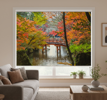 Living room roller blind japanese garden forest - TenStickers