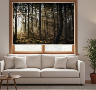 Living room roller blind nature sunrise in the forest - TenStickers
