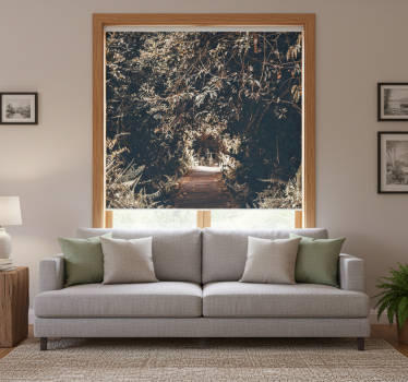 Living room roller blind nature tunnel to the forest - TenStickers