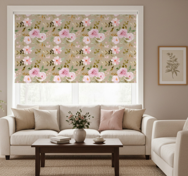 Living room roller blind vintage beige rose pattern - TenStickers