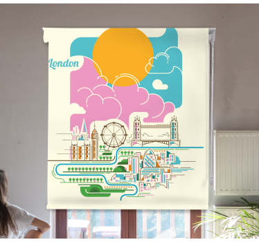 London Skyline View world map roller blind - TenStickers