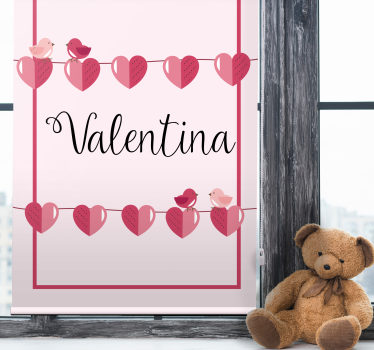 Love hearts and name teenage roller blind - TenStickers