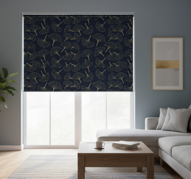 Modern roller blind 3d golden ginkgo leaves - TenStickers