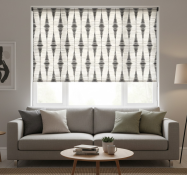 Modern roller blind black rabaul ikat design - TenStickers