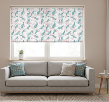 Modern roller blind blue petal paint splash - TenStickers