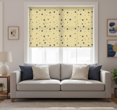 Modern roller blind blue stars on yellow background - TenStickers
