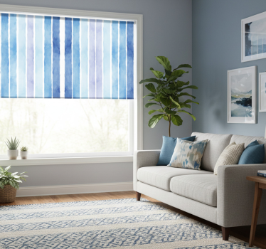 Modern roller blind blue watercolor lines pattern - TenStickers
