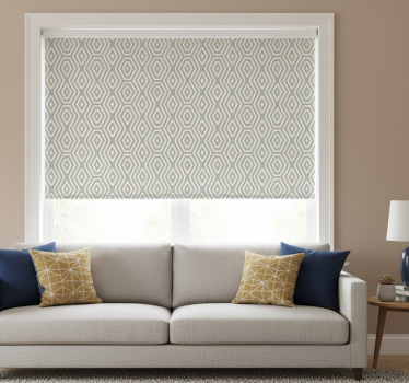Modern roller blind geometric blue gold - TenStickers