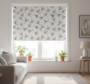 Modern roller blind ginkgo leaves black pattern - TenStickers