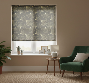 Modern roller blind ginkgo leaves charcoal gold - TenStickers