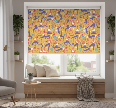 Modern roller blind hand-drawn yoga design - TenStickers
