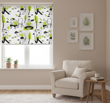 Modern roller blind healthy lifestyle doodle set - TenStickers