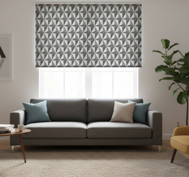 Modern roller blind in dark triangle tile design - TenStickers