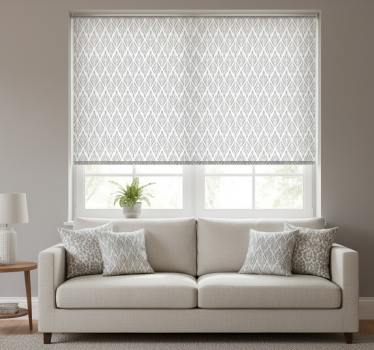 Modern roller blind in ethnic floral grey design - TenStickers