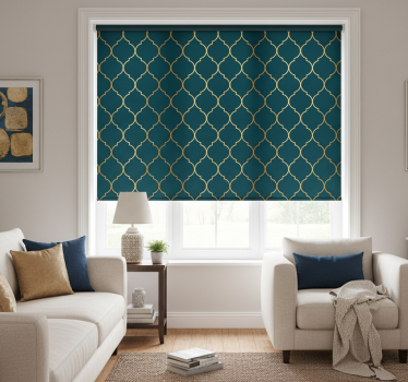 Modern roller blind in golden moroccan design - TenStickers