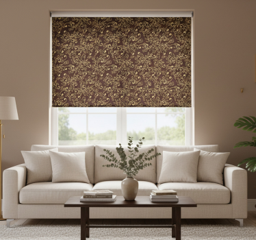 Modern roller blind in golden tree leaves design - TenStickers