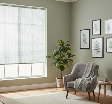Modern roller blind in mint green geometric pattern - TenStickers