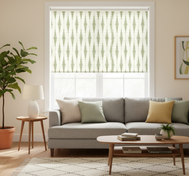 Modern roller blind in moss green rabaul ikat - TenStickers