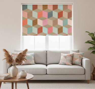 Modern roller blind in pastel geometric kraft pattern - TenStickers