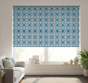 Modern roller blind in sea-blue portuguese tile - TenStickers