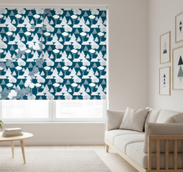 Modern roller blind japandi navy blue trees - TenStickers