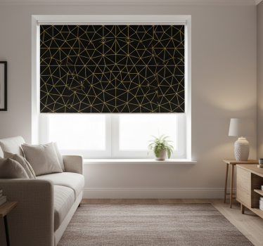 Modern roller blind midnight gold geometric design - TenStickers