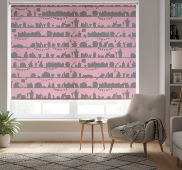Modern roller blind pink and grey bookcase - TenStickers