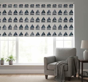 Modern roller blind sailboat pattern fabric - TenStickers