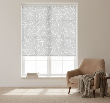 Modern roller blind white branch - TenStickers
