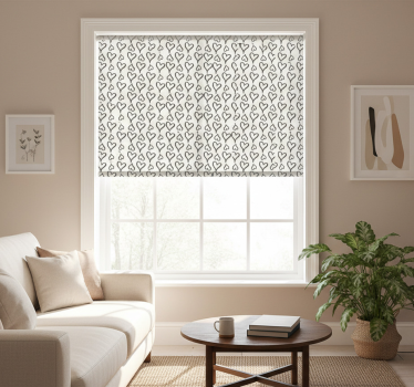 Modern roller blind with black heart icons - TenStickers