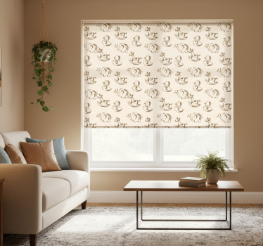 Modern roller blind with cute elephant, duck, horse - TenStickers