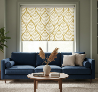 Modern roller blind with golden leaf design - TenStickers