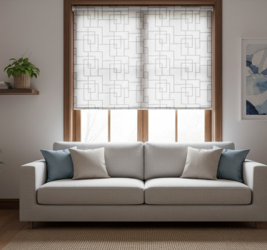Modern roller blind with gray geometric lines - TenStickers