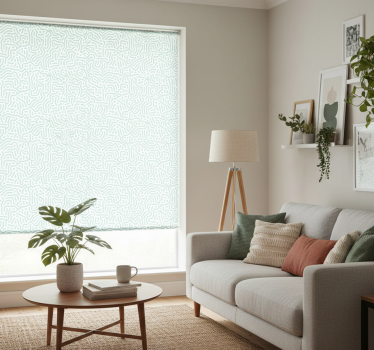 Modern roller blind with green and white nature design - TenStickers