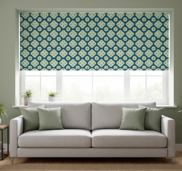 Modern roller blind with green clover tile design - TenStickers