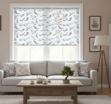 Modern roller blind with koi fish and cherry branches - TenStickers