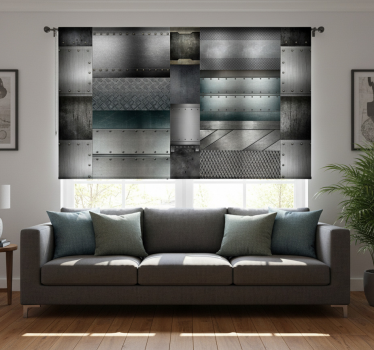 Modern roller blind with metal black blocks pattern - TenStickers