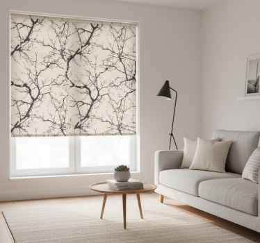 Modern roller blind with slender black branches - TenStickers